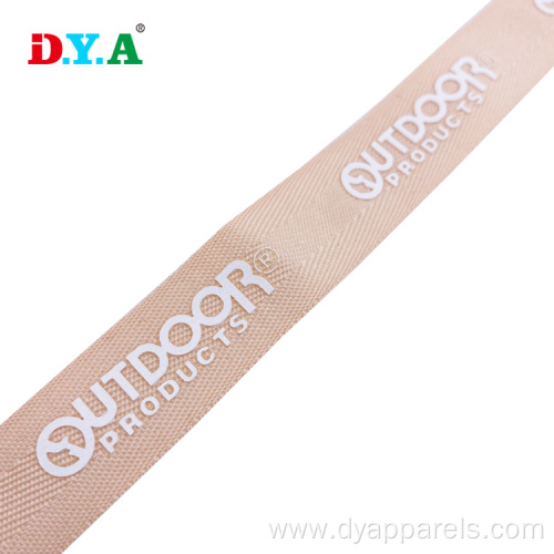 Custom logo 20mm silicone print herringbone poly webbing